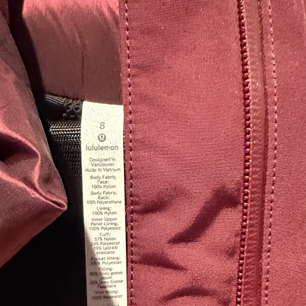 lululemon athletica snow warrior garnet  Puffer Jacket - Picture 8 of 9